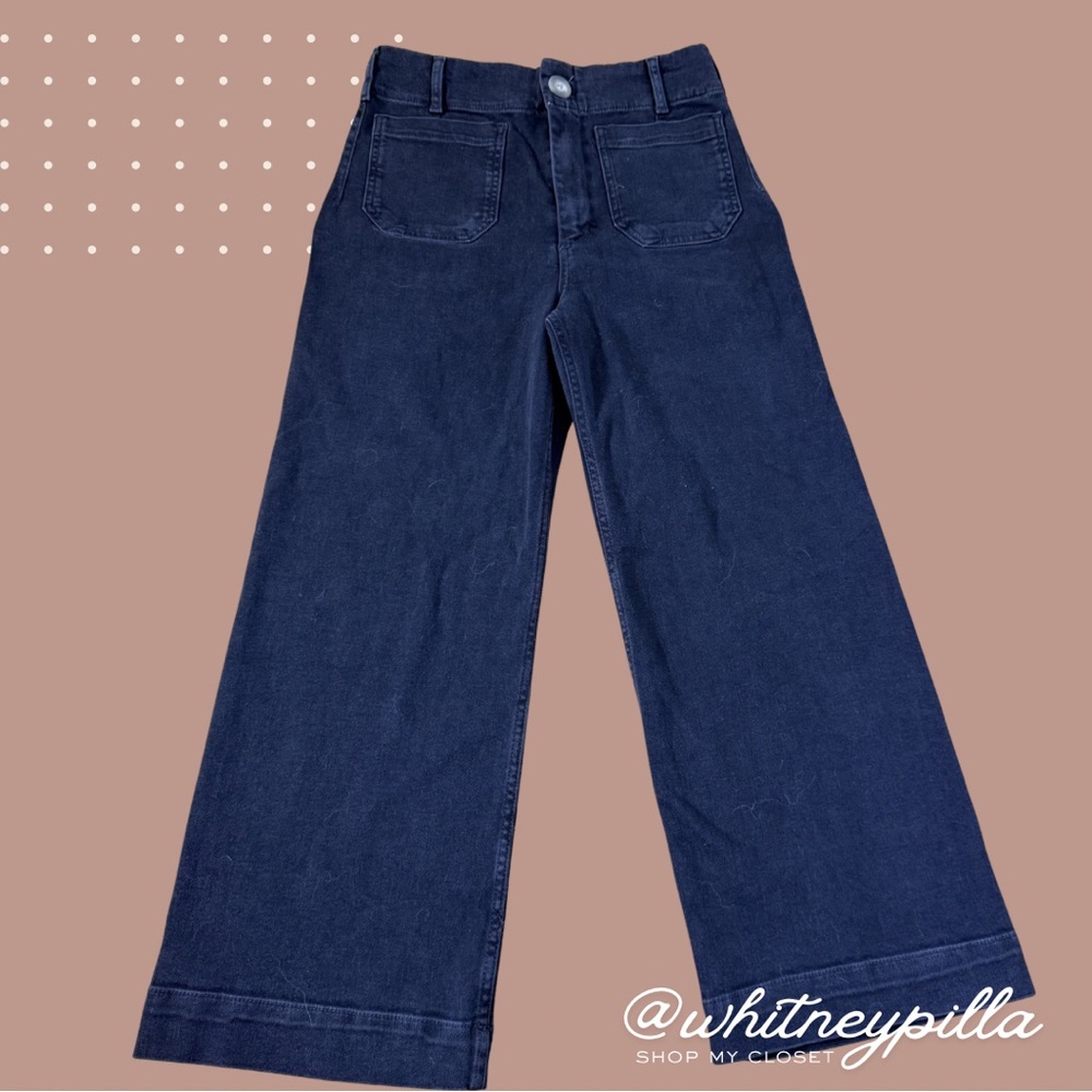 Anthropologie Navy Wide Leg Flare Jeans